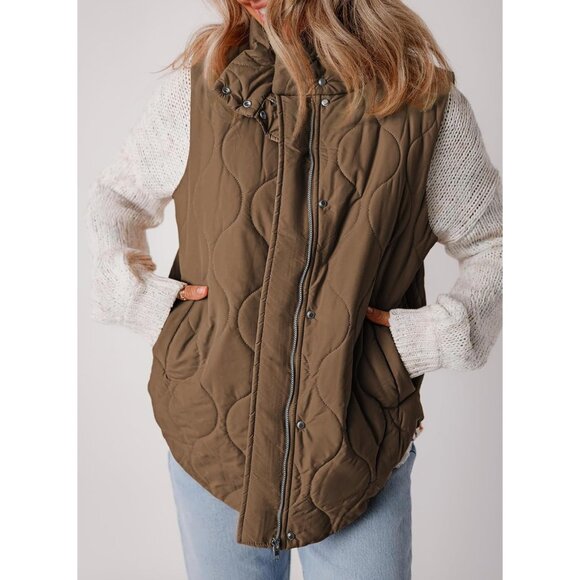 Women Puffer Vest Lightweight Quilted Sleeveless Stand Collar Fall Winter - Picture 5 of 6